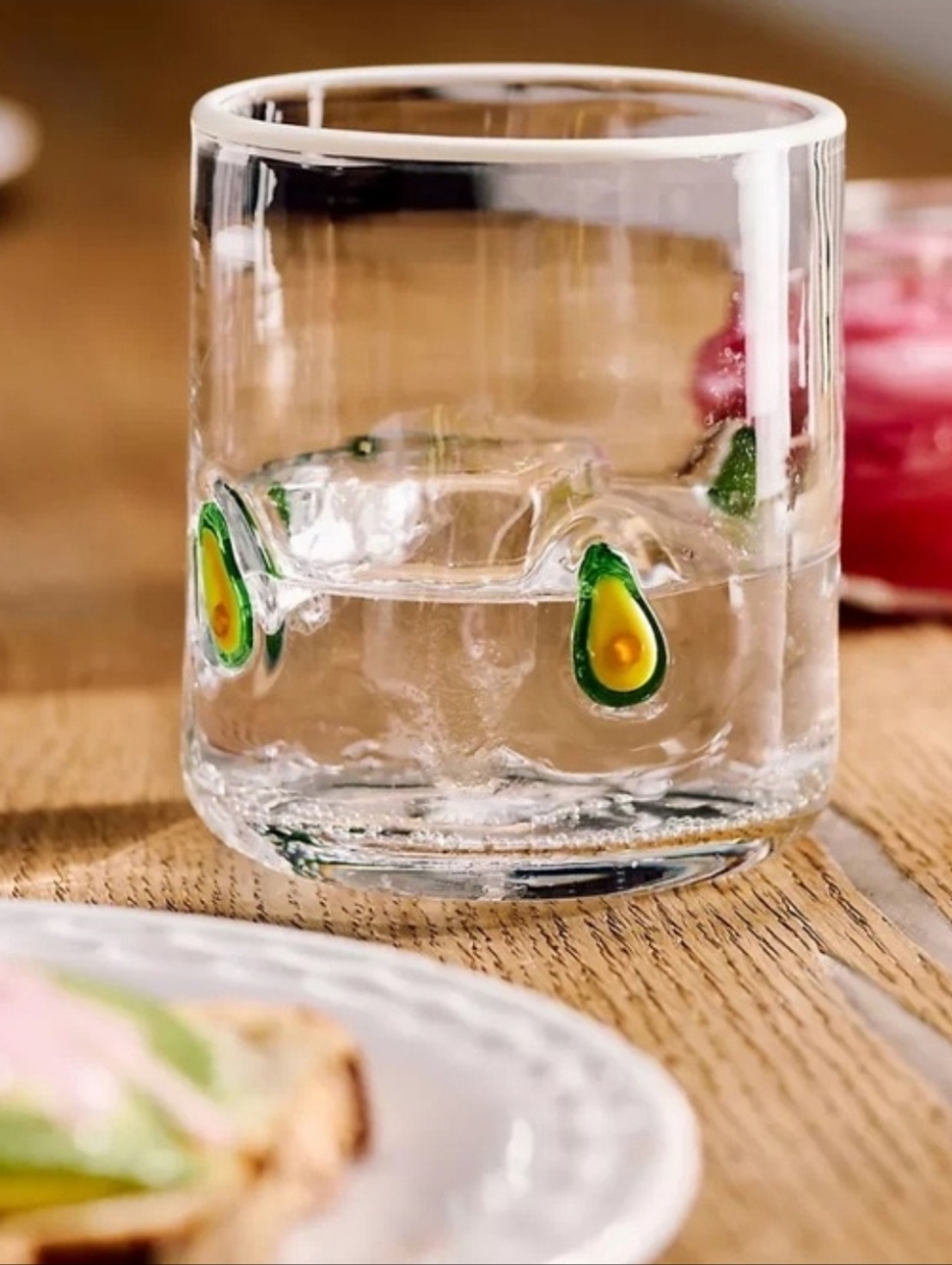 Anthropologie The Icon Juice Glass Tumbler with Green and Yellow Avocado Cup